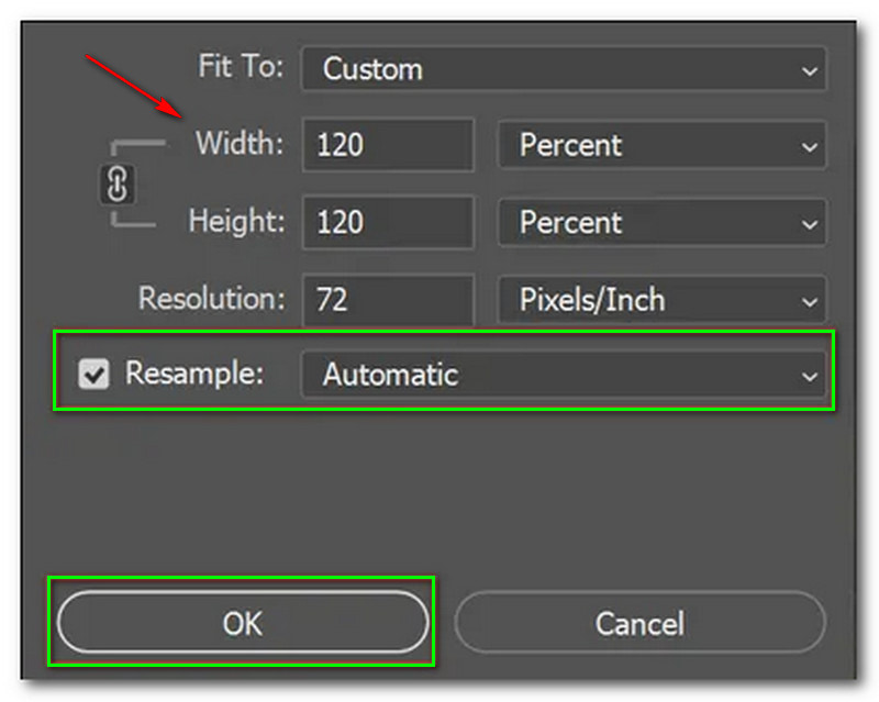 使图像更大 Photoshop 确定按钮