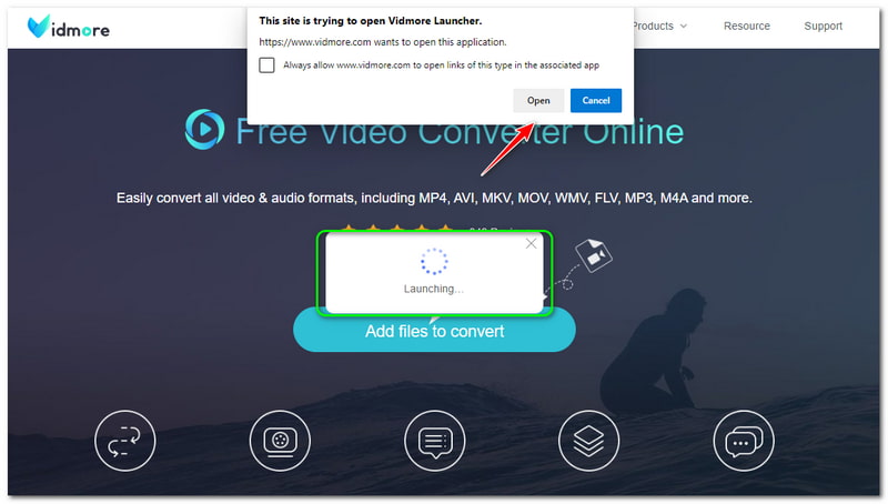 MP3 เป็น WMV Vidmore Free Video Converter ดาวน์โหลดออนไลน์ Vidmore launcher