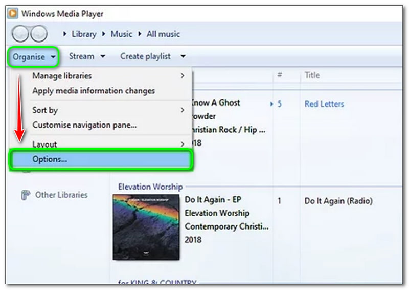 MP3 to WMV Windows Media Player Organise Options