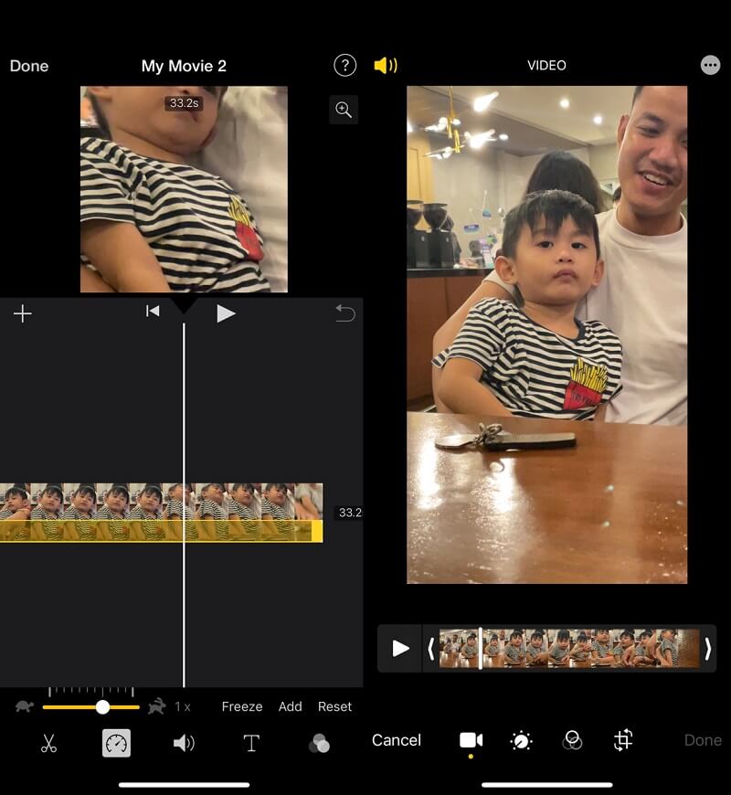 เร่งความเร็ว iMovie iPhone