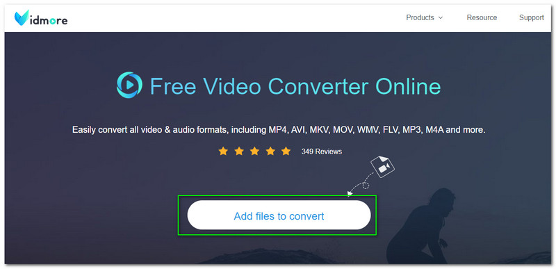 WAV til WEBM Vidmore Gratis Video Converter Online Tilføj filer