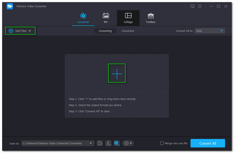 WAV to WEBM Vidmore Video Converter Add Files Plus Icon