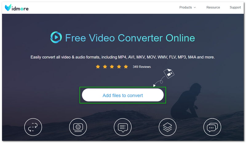 WMA–AVI Vidmore Ingyenes Video Converter Online Konvertálandó fájlok hozzáadása