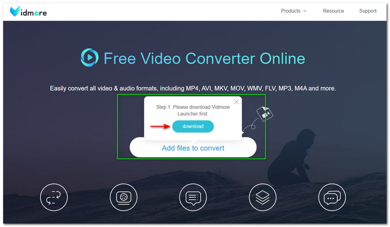 WMA to AVI Vidmore Free Video Converter Online Launcher