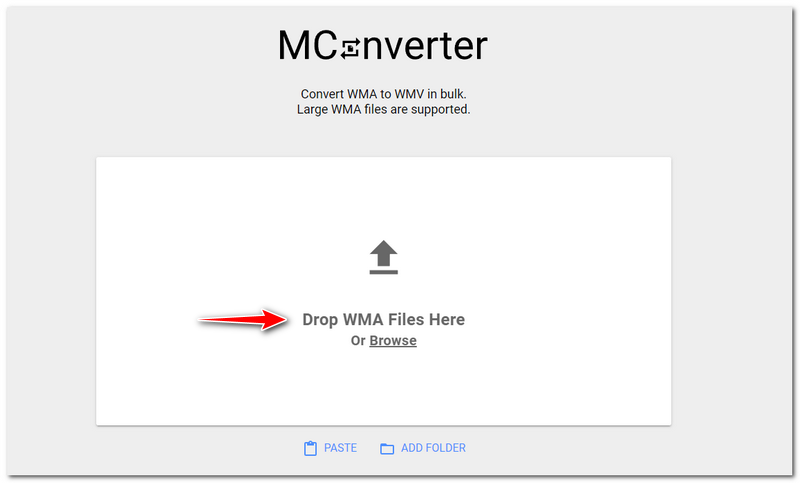A WMA-ból WMV-be Mconverter Drop File vagy Tallózás a fájlok között