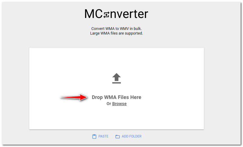 WMA إلى WMV Mconverter Drop File أو استعراض الملفات