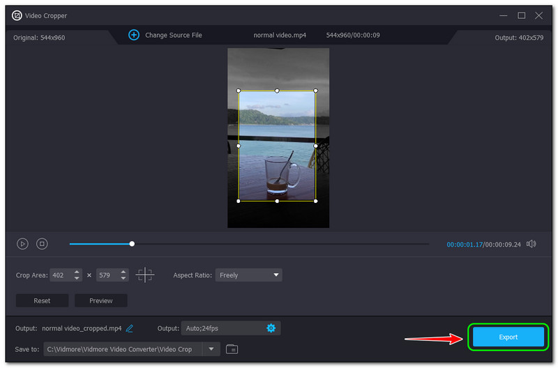 Oříznout videa na iPhone Vidmore Video Converter Export tlačítko