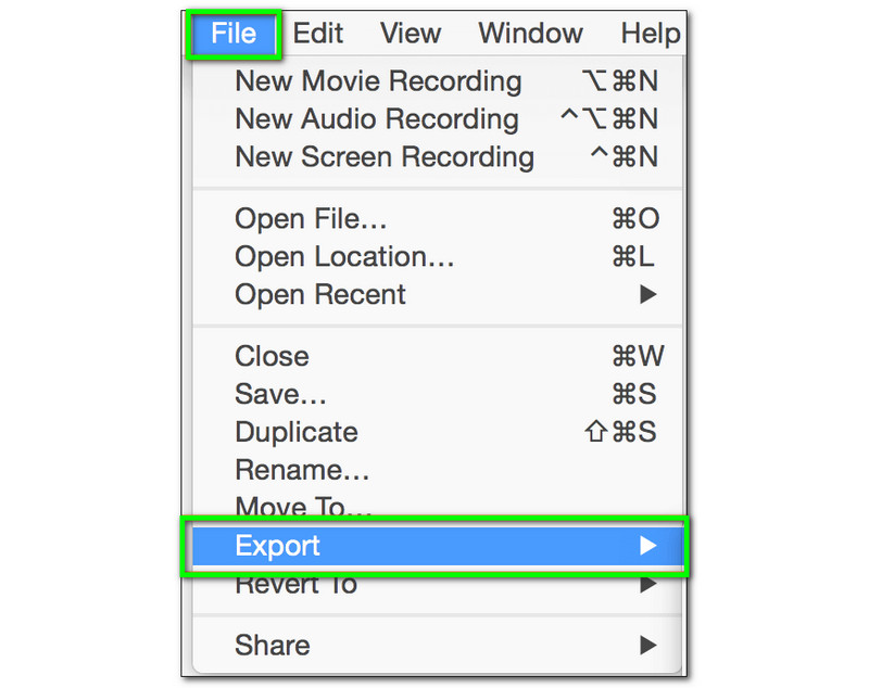 Ritaglia i video utilizzando Quick Time File Export