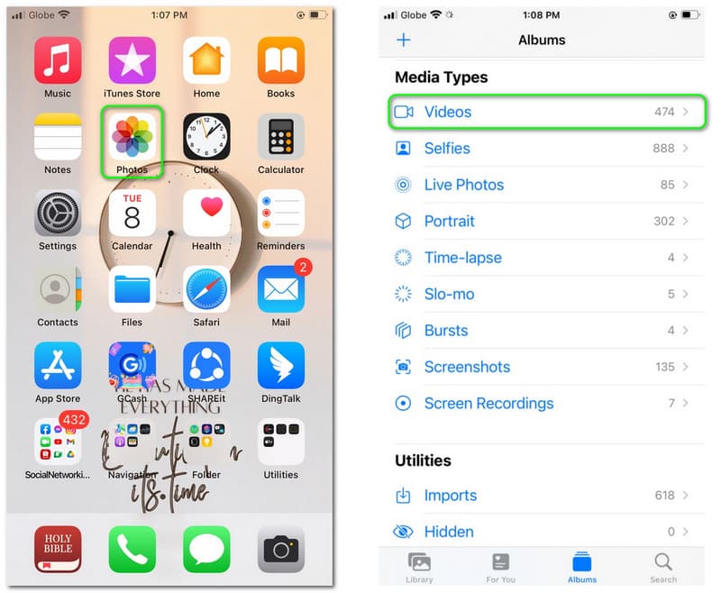 Hvordan endre størrelse på videoer for Instagram iPhone Device Photos App