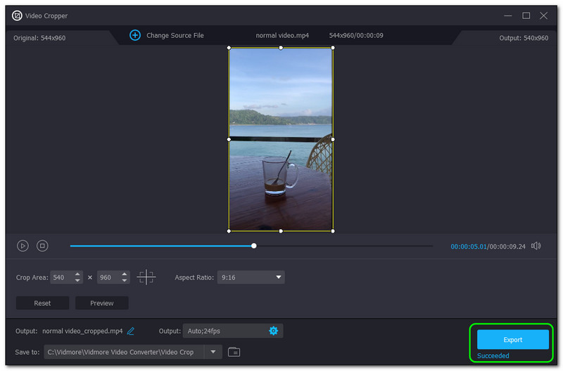Hvordan endre størrelse på videoer for Instagram Vidmore Video Converter-eksportknapp