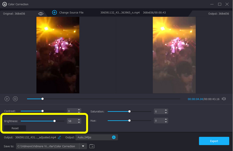 Brighten The Video Sliders