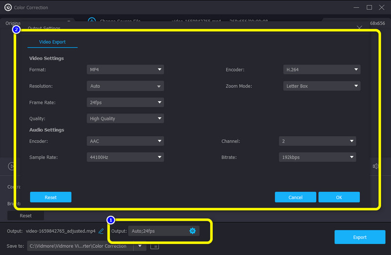 Haga clic en Configuración de salida