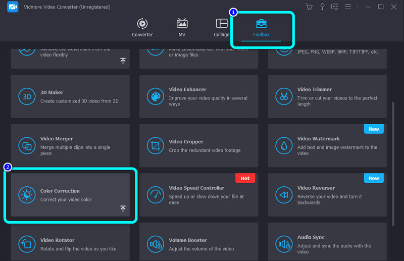 Toolbox-paneel voor kleurcorrectie