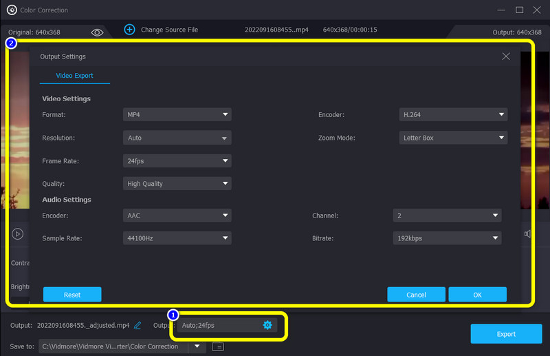 Editar as configurações de áudio de vídeo