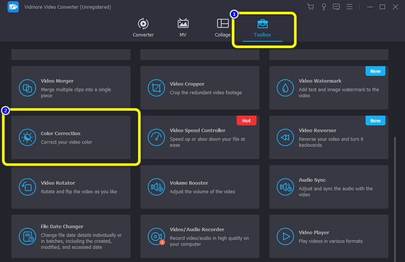 Select Toolbox Color Correction Feature