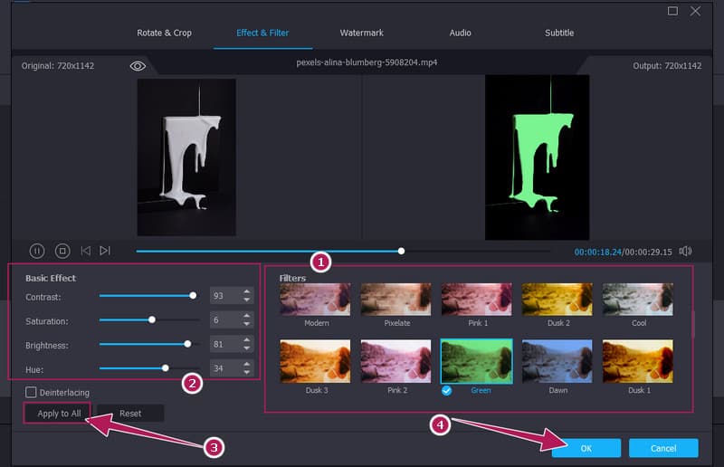 Vid Set Adjust Filter Color