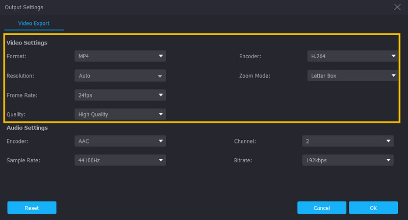 Vidmore Access Output Settings