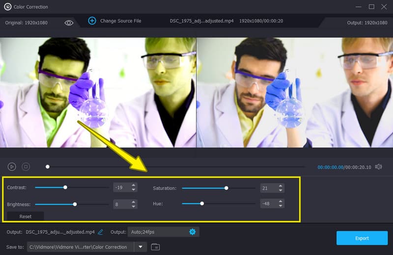 Vidmore vídeo de cores corretas