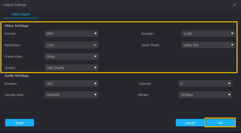 Vidmore Output Setting