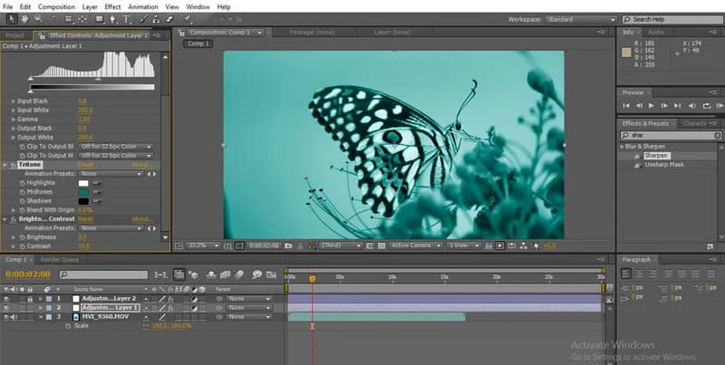 Gradul de culoare Adobe After Effects