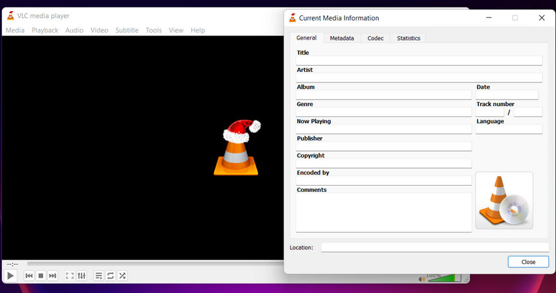 Interfaccia di modifica dei metadati di VLC