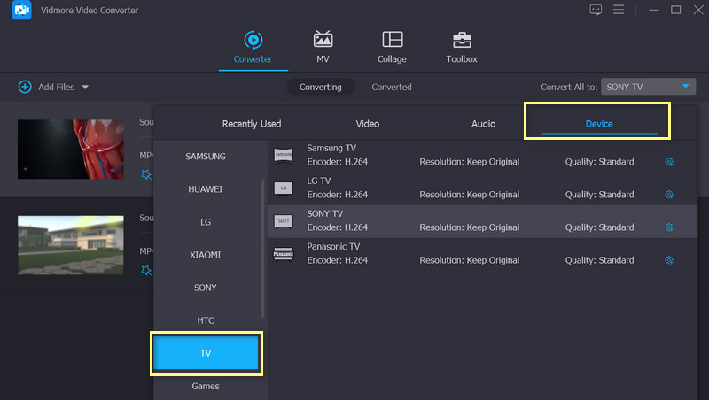 Seleziona Formato di output