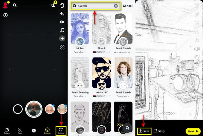 Snapchat Add Sketch Filter
