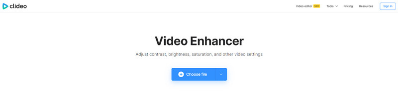 Clideo Video Quality Enhancer en línea