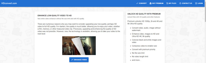 Miglioratore della qualità video HDConvert online