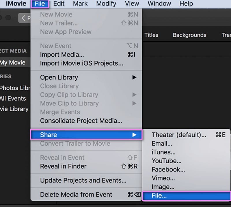 iMovie Mac Converti GIF in MP4