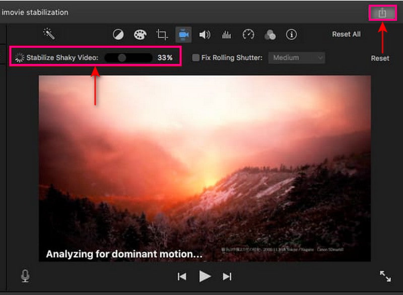 Estabilização de vídeo Mac iMovie