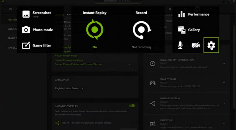 Software di registrazione Nvidia Shadowplay