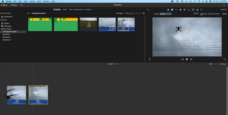 Đảo ngược video iMovie