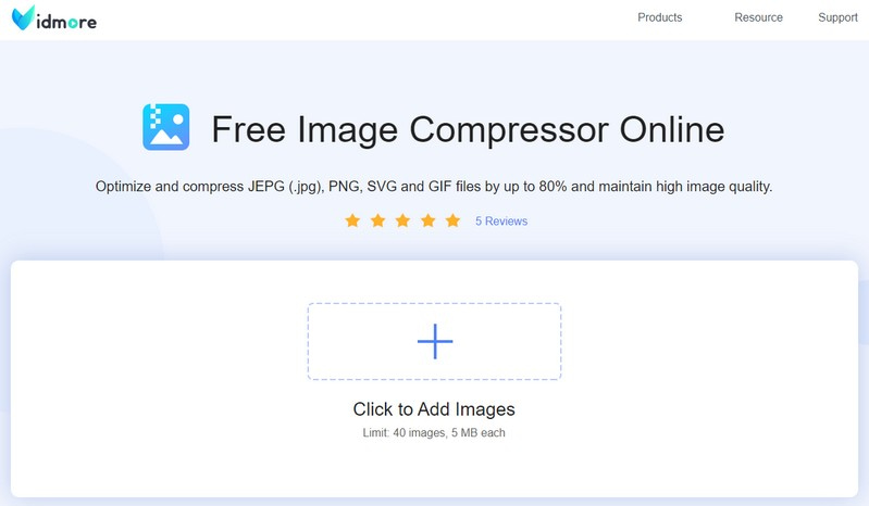 Vidmore Free Image Compressor en línea para Discord