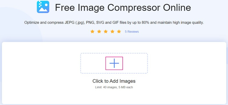 Legg til bilde til Vidmore Free Image Compressor Online