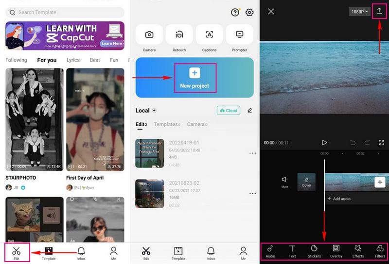 CapCut Como editar vídeos para TikTok no telefone