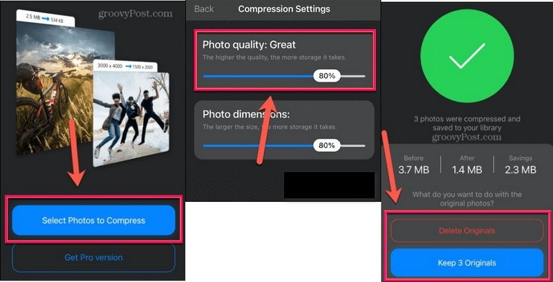 Kompres Foto dan Gambar Kompres Gambar Offline di iOS