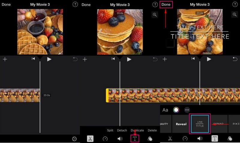 iMovie Aggiungi testo al video TikTok