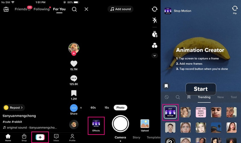 Odstraňte filtry při vytváření videa v TikTok