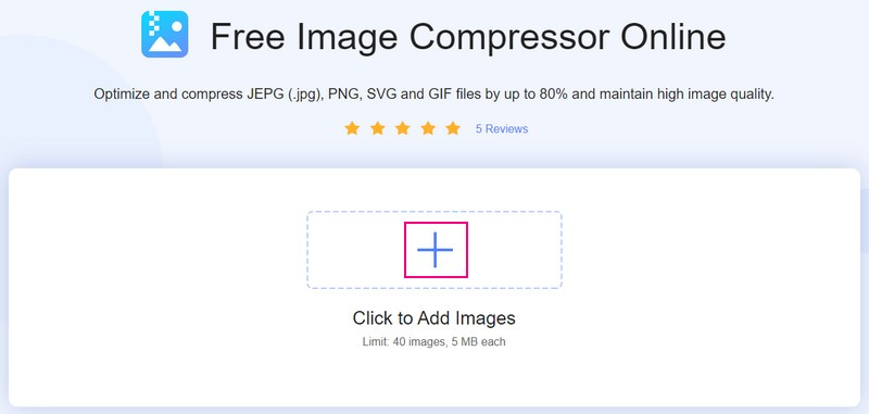 Importáljon JPG fájlokat a Vidmore Free Image Compressor Online-ba