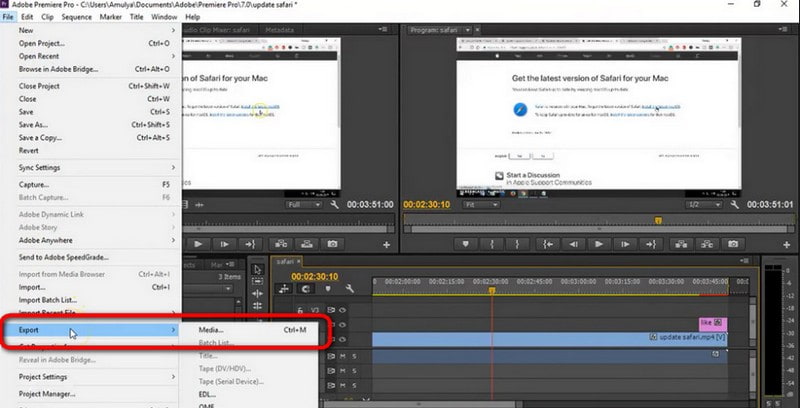 Import Fail Ditukar ke Adobe Premiere Pro