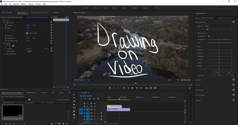 Adobe Premiere Teken op video