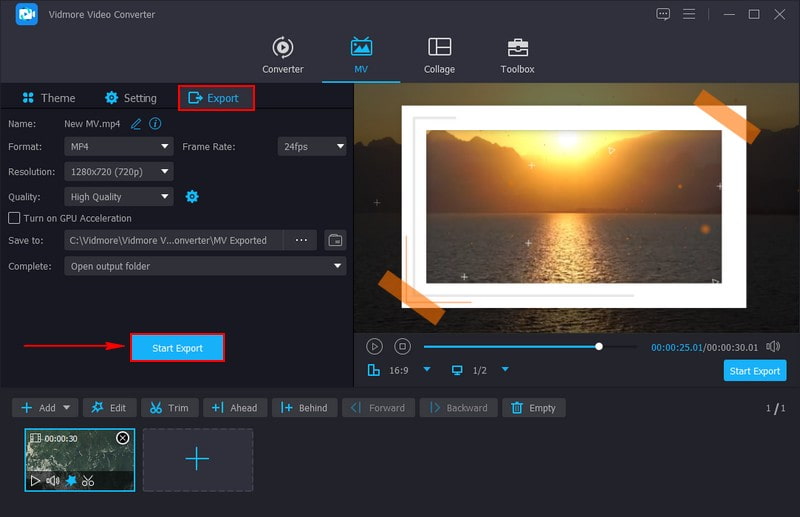 Go to Export Button