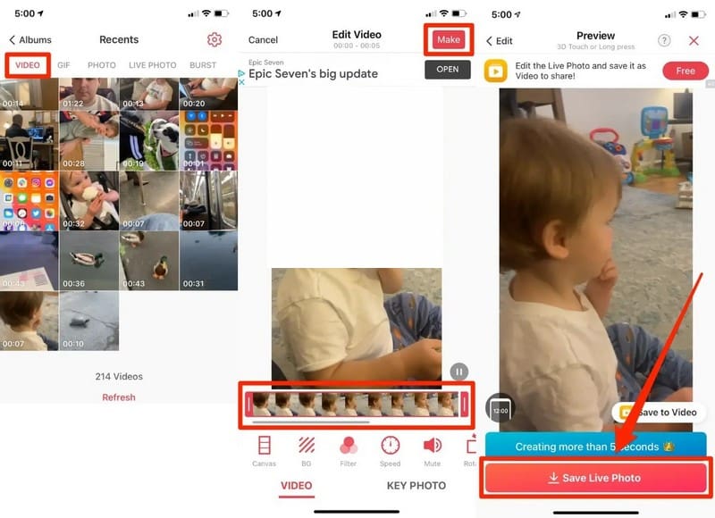 Jak udělat z videa živou fotografii na iPhone pomocí Into Live