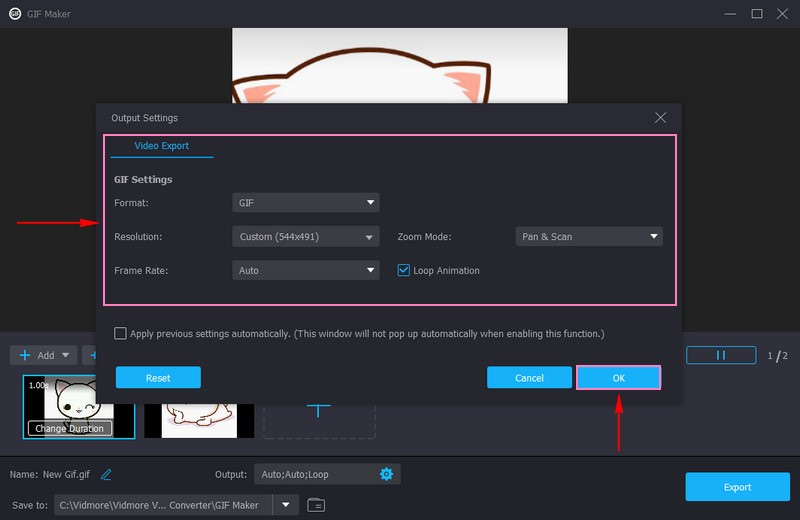 Modifique as configurações de saída