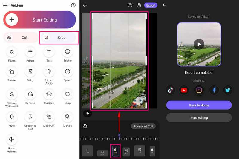 VidFun A videó mérete megfeleljen az Instagram szabványainak