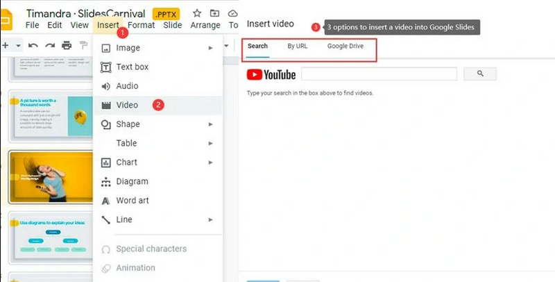 Tambahkan Video pada Slaid Google