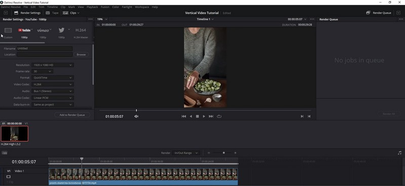 Editor video vertical DaVinci Resolve