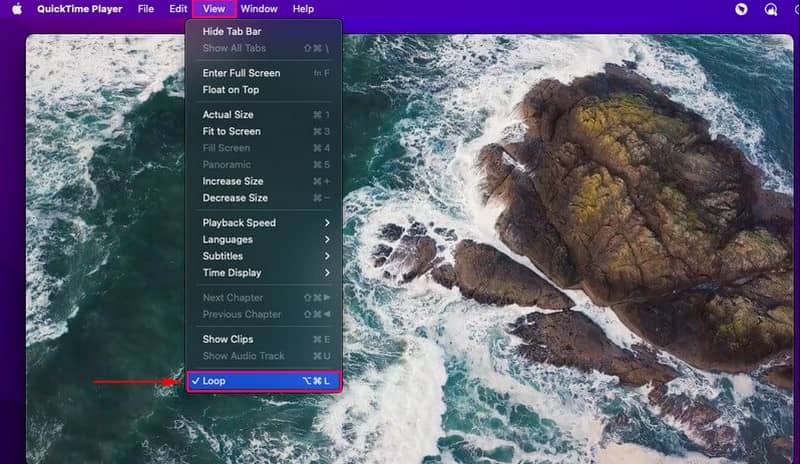 क्विकटाइम में वीडियो को लूप कैसे करें