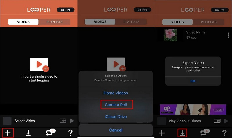 Videon loopaaminen iPhonessa Looperin avulla